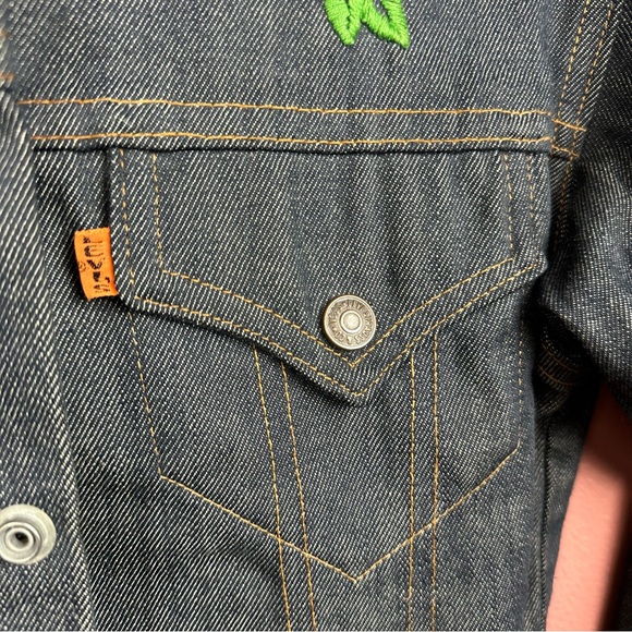 Levi’s orange tab 1970’s kid’s denim snap button embroidered “Clark” jacket - Picture 4 of 9